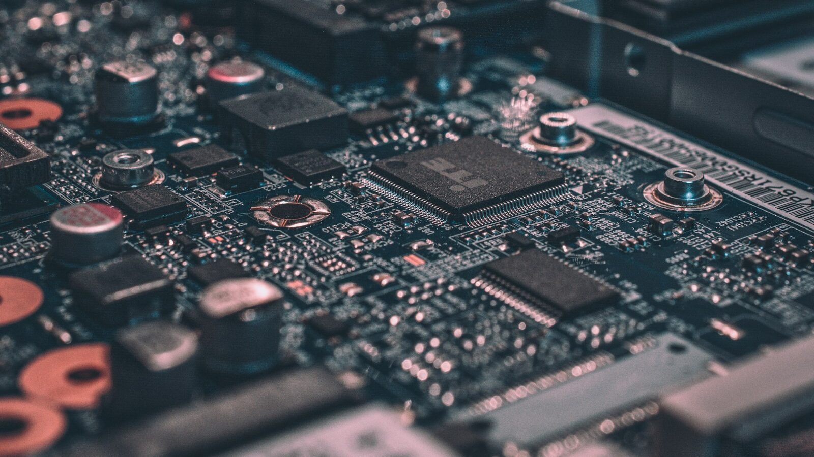 macro photography of black circuit board