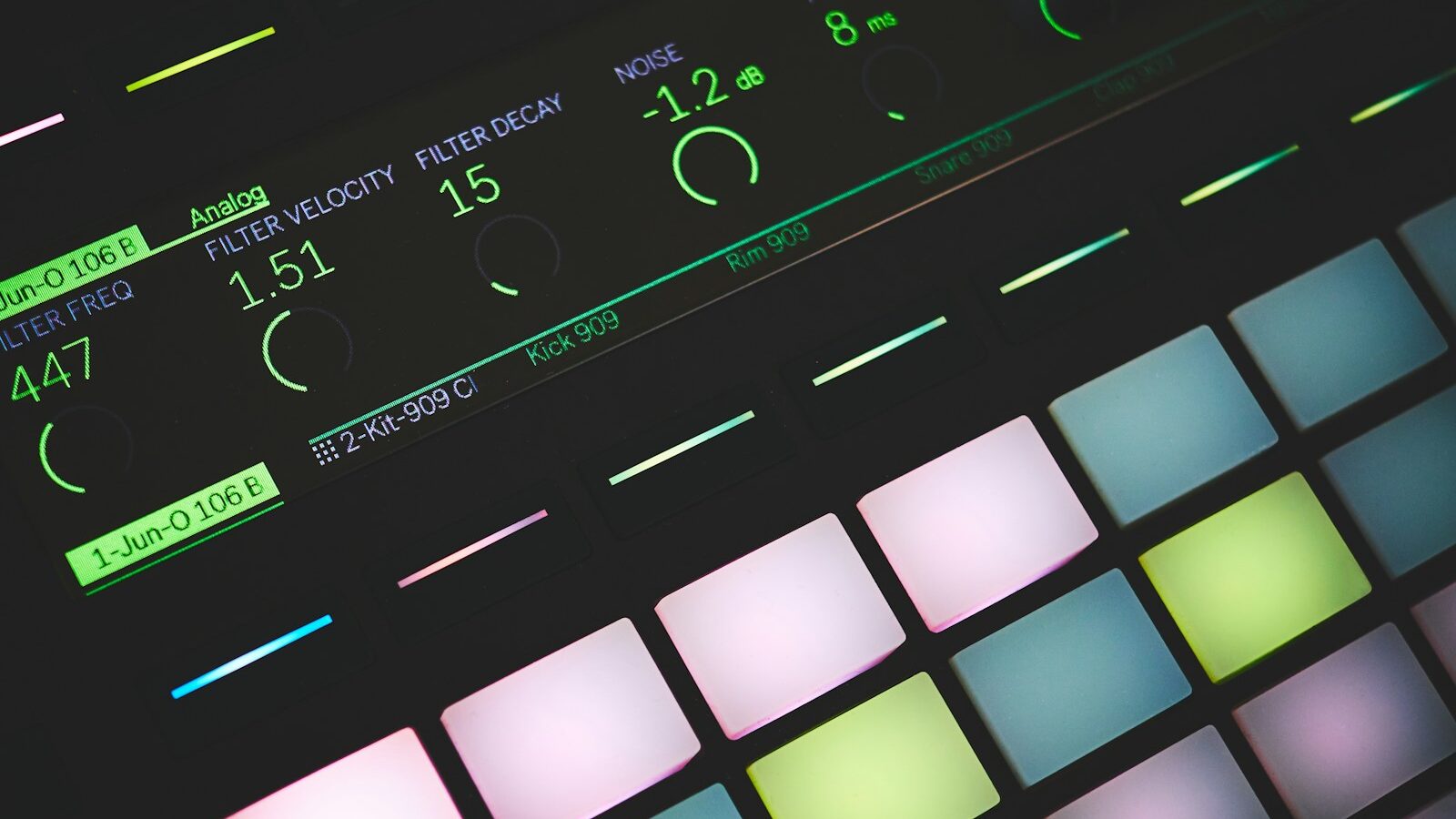 closeup photo of turned on digital midi controller